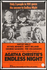 8t272 ENDLESS NIGHT English 1sh 1972 Hayley Mills & Britt Ekland in Agatha Christie best seller!