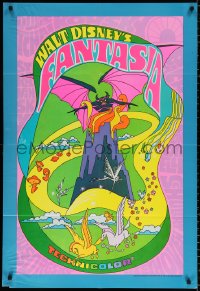 8t287 FANTASIA 1sh R1970 Disney classic musical, great psychedelic fantasy artwork!
