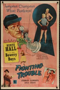 8t298 FIGHTING TROUBLE 1sh 1956 Huntz Hall & the Bowery Boys, jeepers creepers what peekers!