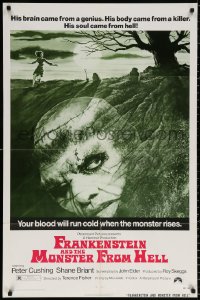8t319 FRANKENSTEIN & THE MONSTER FROM HELL 1sh 1974 your blood will run cold when he rises!