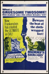 8t320 FRANKENSTEIN CREATED WOMAN/MUMMY'S SHROUD 1sh 1967 Hammer horror double bill!