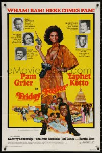 8t324 FRIDAY FOSTER 1sh 1976 artwork of sexiest Pam Grier with gun and camera!