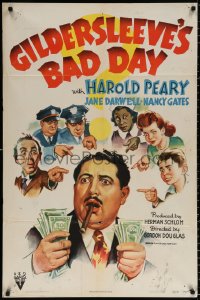 8t348 GILDERSLEEVE'S BAD DAY 1sh 1943 Harold Peary, Jane Darwell, wacky artwork!