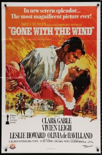 8t361 GONE WITH THE WIND 1sh R1989 Terpning art of Gable carrying Leigh over burning Atlanta!