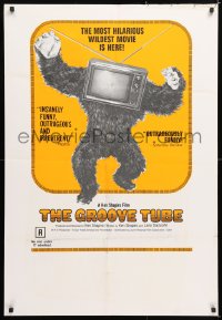 8t373 GROOVE TUBE 1sh 1974 Chevy Chase, like TV's Saturday Night Live, wild image of gorilla w/tv!