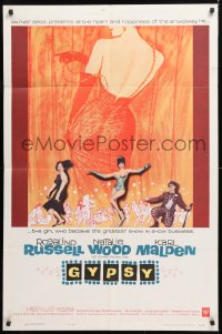 8t375 GYPSY 1sh 1962 wonderful artwork of Rosalind Russell & sexiest Natalie Wood!