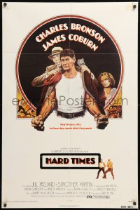 8t385 HARD TIMES style A 1sh 1975 Walter Hill, Goldberg art of Charles Bronson, The Streetfighter!