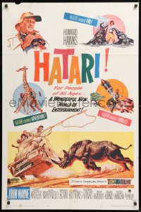 8t388 HATARI 1sh 1962 Howard Hawks, artwork of John Wayne in Africa by Frank McCarthy!