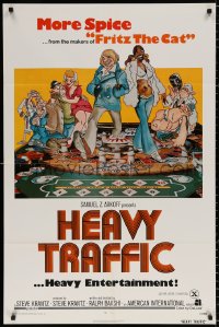8t394 HEAVY TRAFFIC 1sh 1973 Ralph Bakshi adult cartoon, Adams, great gambling artwork!