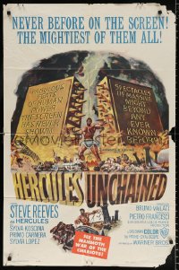 8t404 HERCULES UNCHAINED 1sh 1960 Ercole e la regina di Lidia, mightiest man Steve Reeves!
