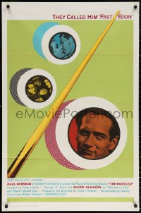 8t433 HUSTLER 1sh R1964 Paul Newman, completely different with pool cue & images in balls!