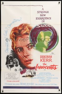 8t453 INNOCENTS 1sh 1962 Deborah Kerr is outstanding in Henry James' English classic horror!