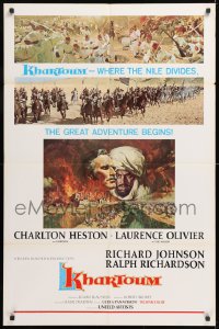 8t487 KHARTOUM style B 1sh 1966 Frank McCarthy art of Charlton Heston & Laurence Olivier!