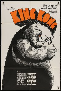 8t489 KING KONG /GREAT CHASE 1sh 1968 action double-bill, wacky Lee Reedy art of giant ape w/topless woman!