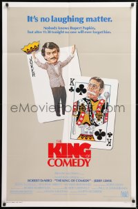 8t490 KING OF COMEDY 1sh 1983 Robert DeNiro, Martin Scorsese, Jerry Lewis, cool playing card art!