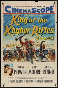 8t493 KING OF THE KHYBER RIFLES 1sh 1954 artwork of British soldier Tyrone Power on horseback!