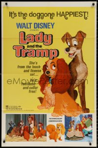 8t498 LADY & THE TRAMP 1sh R1972 Walt Disney classic cartoon, with best spaghetti scene!