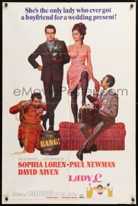 8t499 LADY L style B 1sh 1965 Robert McGinnis art of sexy Sophia Loren, Paul Newman & David Niven!