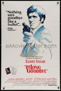 8t521 LONG GOODBYE int'l 1sh 1973 artwork of Elliott Gould as Philip Marlowe with gun by Vic Fair!
