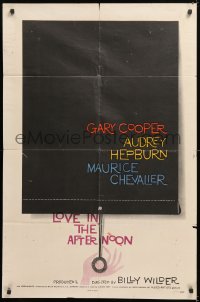 8t529 LOVE IN THE AFTERNOON 1sh 1957 Billy Wilder, great Saul Bass window shade art!
