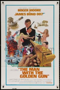 8t556 MAN WITH THE GOLDEN GUN East Hemi 1sh 1974 no-TA style, Moore as James Bond by Robert McGinnis