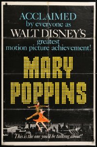 8t566 MARY POPPINS style B teaser 1sh 1964 Julie Andrews, Dick Van Dyke, Disney musical classic!