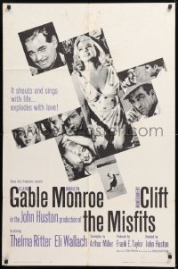 8t589 MISFITS 1sh 1961 sexy Marilyn Monroe, Clark Gable, Montgomery Clift, John Huston directed