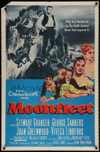 8t598 MOONFLEET 1sh 1955 Fritz Lang, Stewart Granger, Joan Greenwood, sexy Viveca Lindfors!