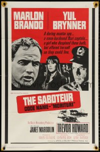 8t604 MORITURI 1sh 1965 art of Marlon Brando & Nazi captain Yul Brynner, The Saboteur!