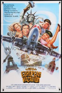 8t627 NATIONAL LAMPOON'S EUROPEAN VACATION int'l 1sh 1985 art of Chevy Chase & cast by Enzo Sciotti!