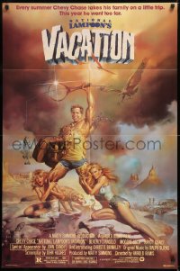 8t628 NATIONAL LAMPOON'S VACATION studio style 1sh 1983 Chevy Chase and cast by Boris Vallejo!