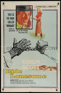 8t740 RIDE LONESOME 1sh 1959 cowboy Randolph Scott, Karen Steele, directed by Budd Boetticher!