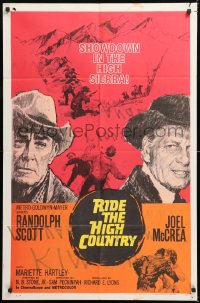 8t741 RIDE THE HIGH COUNTRY 1sh 1962 Randolph Scott & Joel McCrea have a showdown in High Sierra!