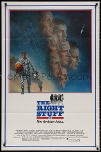 8t744 RIGHT STUFF 1sh 1983 great Tom Jung montage art of the first NASA astronauts!