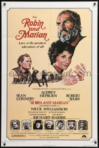 8t749 ROBIN & MARIAN 1sh 1976 Sheriff Robert Shaw, Sean Connery & Audrey Hepburn by Drew Struzan!