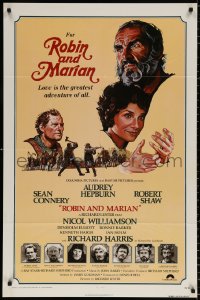8t751 ROBIN & MARIAN int'l 1sh 1976 Sheriff Robert Shaw, Sean Connery & Audrey Hepburn by Drew Struzan!