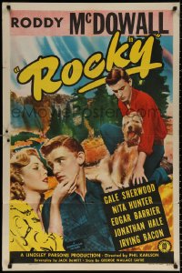8t754 ROCKY 1sh 1948 great portrait of Roddy McDowall and his dog!