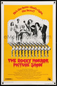 8t756 ROCKY HORROR PICTURE SHOW style B 1sh 1975 Tim Curry is the hero, wacky cast portrait!