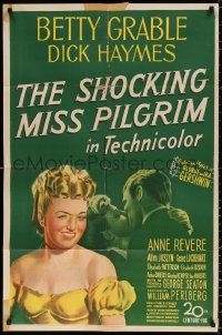 8t791 SHOCKING MISS PILGRIM 1sh 1946 art of sexy winking Betty Grable, Gershwin!