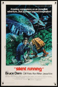 8t796 SILENT RUNNING 1sh 1972 Douglas Trumbull, cool art of Bruce Dern & his robot by Akimoto!