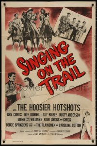 8t797 SINGING ON THE TRAIL 1sh R1955 Hoosier Hotshots from The National Barn Dance, Ken Curtis!