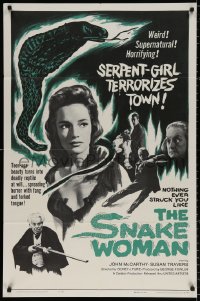8t805 SNAKE WOMAN 1sh 1961 sexy serpent-girl Susan Travers terrorizes town, cool art!