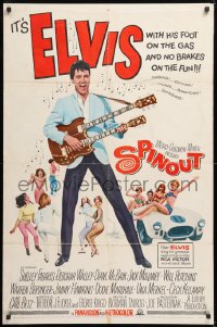 8t816 SPINOUT 1sh 1966 Elvis with double-necked guitar, foot on the gas & no brakes on fun!