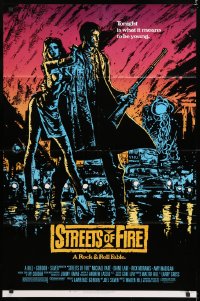 8t845 STREETS OF FIRE 1sh 1984 Walter Hill directed, Michael Pare, Diane Lane, artwork by Riehm!