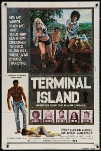 8t884 TERMINAL ISLAND 1sh 1973 death row criminals, where living is worse than dying, sexy art!