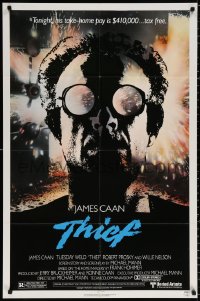8t893 THIEF 1sh 1981 Michael Mann, really cool image of James Caan w/goggles!