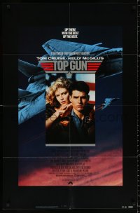 8t916 TOP GUN 1sh 1986 great image of Tom Cruise & Kelly McGillis, Navy fighter jets!