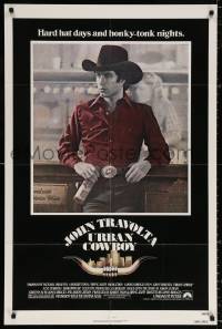 8t938 URBAN COWBOY 1sh 1980 great image of John Travolta in cowboy hat with Lone Star beer!