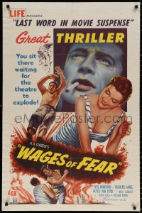 8t950 WAGES OF FEAR 1sh 1955 Yves Montand, Henri-Georges Clouzot's suspense classic!