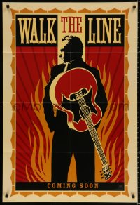 8t952 WALK THE LINE int'l teaser DS 1sh 2005 Shepard Fairey art of Joaquin Phoenix as Cash!